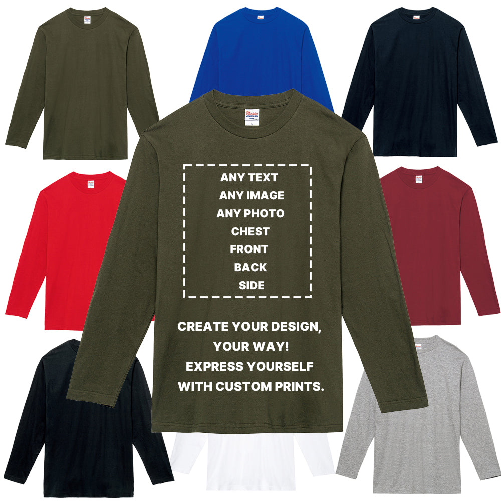 Personalized Cotton T Shirt Custom Long Sleeve Tee Text Logo Image Photo Print