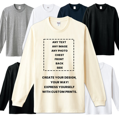 Personalized Cotton Ribbed Cuffs Long Sleeve Tee Text Logo Image Photo Print